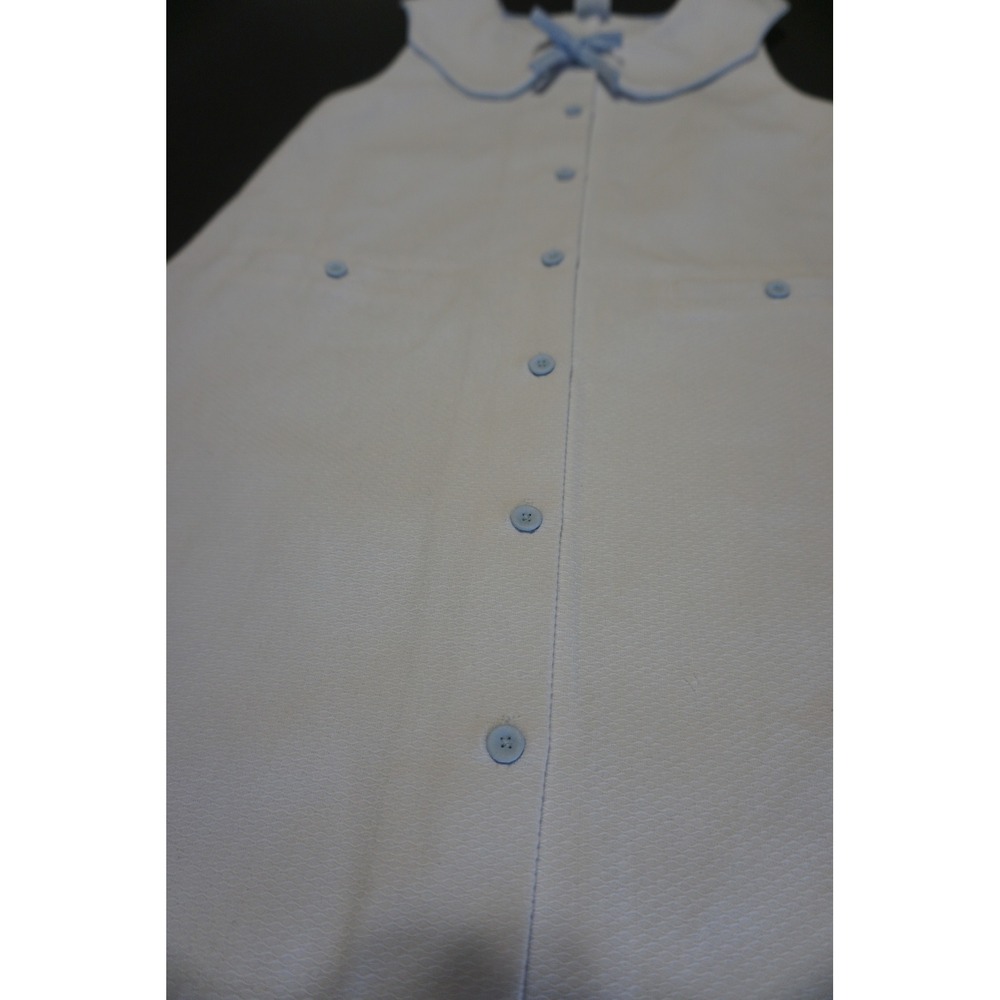 Edgehill Collection Girls White Pique Dress Blue Peter Pan Collar Size 5 - Picture 2 of 5